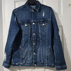 Women's Distressed Denim Jacket - Large